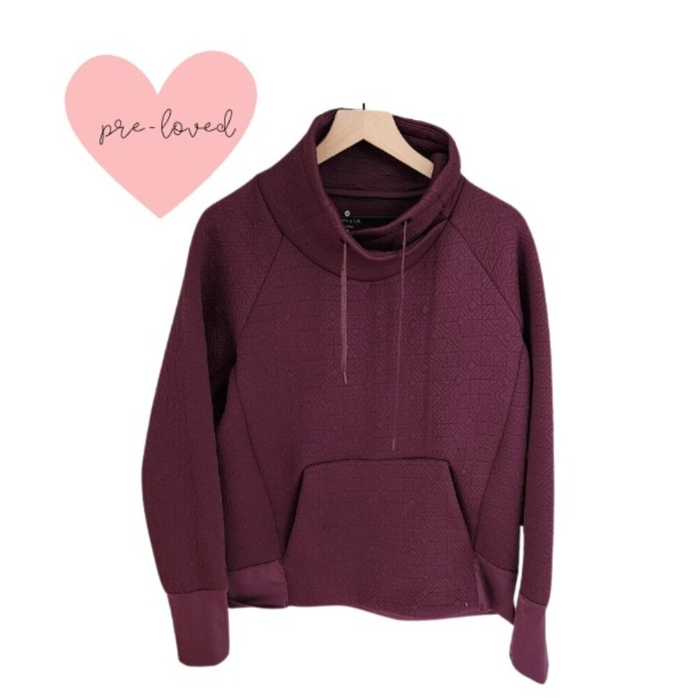 Athleta Jacquard Elevation Pullover Quilted Cowl Mock Neck Sweatshirt
